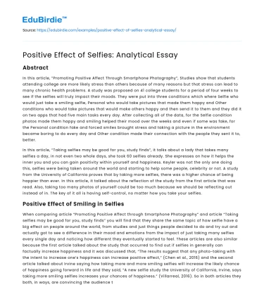 The Positive Impact of Selfies on Society