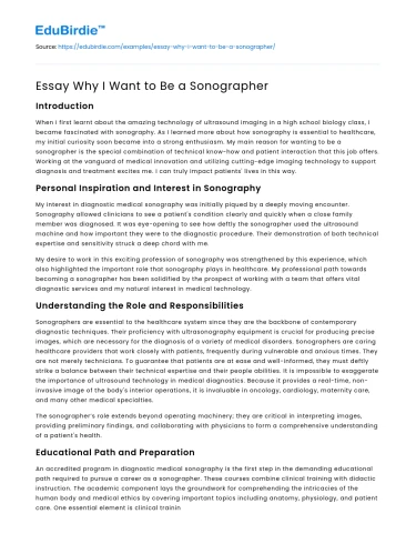 Essay Why I Want to Be a Sonographer