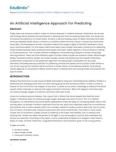 An Artificial Intelligence Approach For Predicting