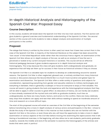 Historical Analysis of the Spanish Civil War: Proposal Essay