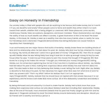 Essay on Honesty in Friendship