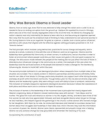 Why Was Barack Obama a Good Leader