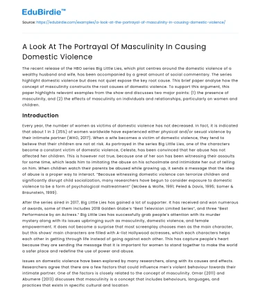 A Look At The Portrayal Of Masculinity In Causing Domestic Violence