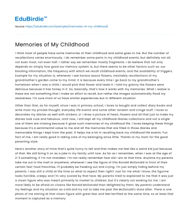 Memories of My Childhood