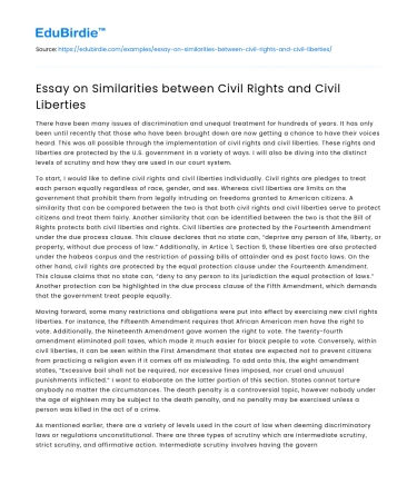 Essay on Similarities between Civil Rights and Civil Liberties