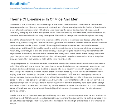 Theme Of Loneliness In Of Mice And Men