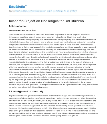 Research Project on Challenges for Girl Children