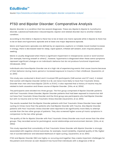 PTSD and Bipolar Disorder: Comparative Analysis