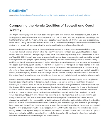 Comparing the Heroic Qualities of Beowulf and Oprah Winfrey