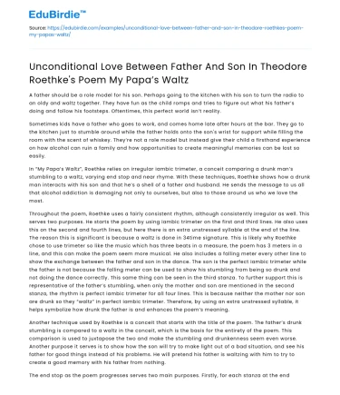 Father-son bond in Roethke’s “My Papa’s Waltz” shows unconditional love