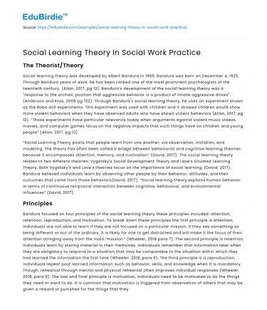 Social Learning Theory In Social Work Practice