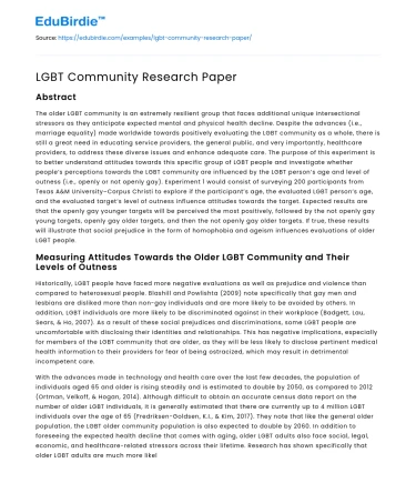 LGBT Community Research Paper