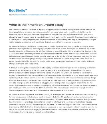 What Is the American Dream Essay