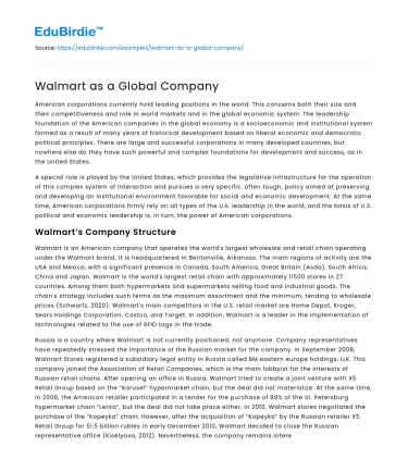 Walmart as a Global Company