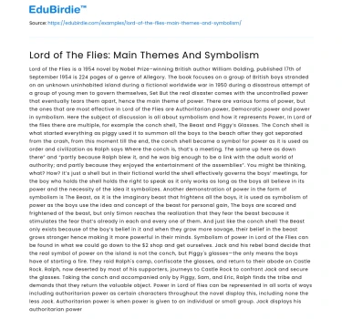 Lord of The Flies: Main Themes And Symbolism