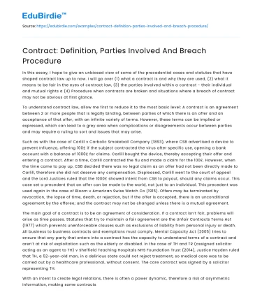 Contract: Definition, Parties Involved And Breach Procedure