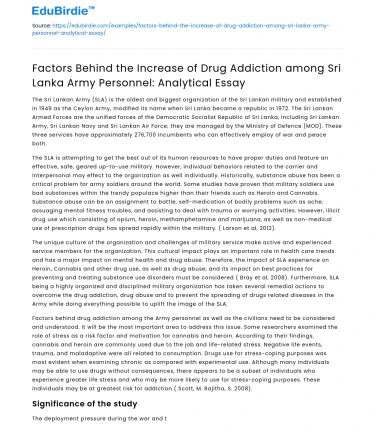 Factors in Drug Addiction among Sri Lanka Army: An Analysis