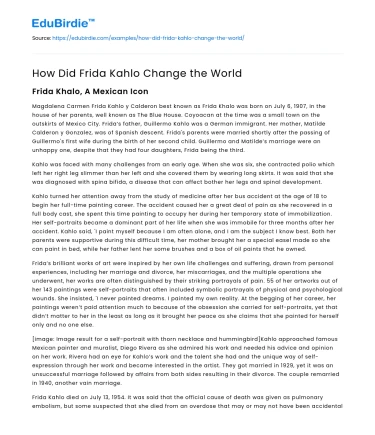 How Did Frida Kahlo Change the World