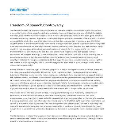 Freedom of Speech Controversy