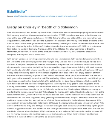 Charley’s Role in ‘Death of a Salesman’: A Critical Analysis