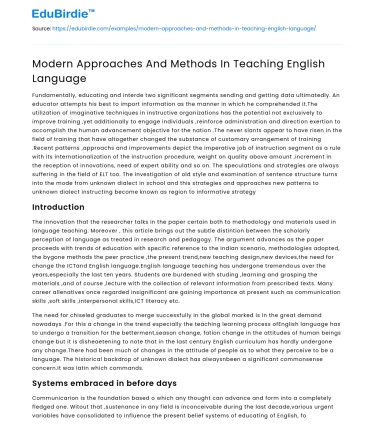 Innovative Strategies in English Language Instruction