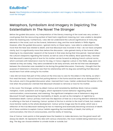 Metaphors and Symbolism in Depicting Existentialism in The Stranger