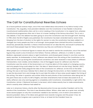 The Call for Constitutional Rewrites Echoes