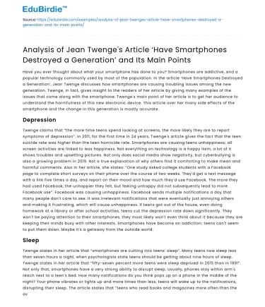 Have Smartphones Destroyed a Generation: Jean Twenge’s Article