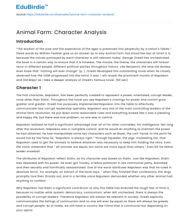 Animal Farm: Character Analysis