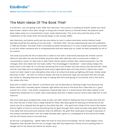 The Main Ideas Of The Book Thief