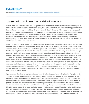 Theme of Loss in Hamlet: Critical Analysis