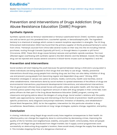 DARE Program: Prevention and Interventions for Drug Addiction