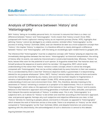 Analysis of Difference between ‘History’ and ‘Historiography’