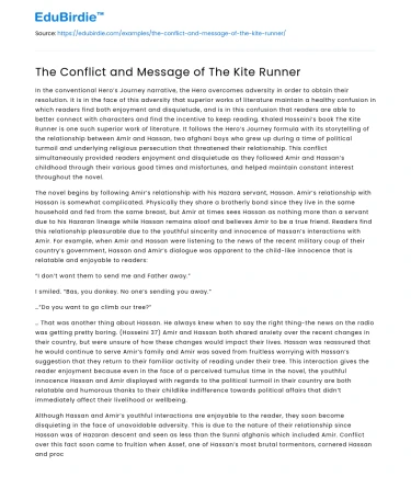 The Conflict and Message of The Kite Runner