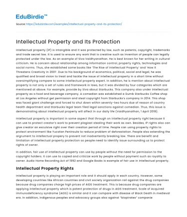 Intellectual Property and Its Protection