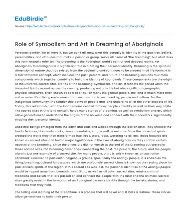 Role of Symbolism and Art in Dreaming of Aboriginals
