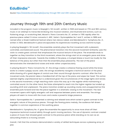 Journey through 19th and 20th Century Music