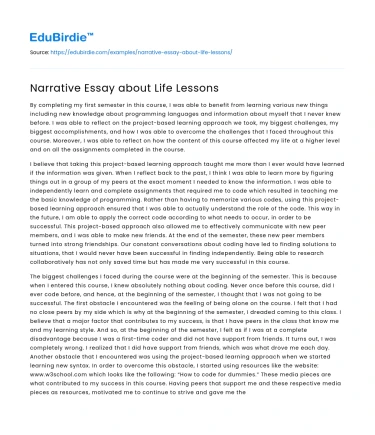 Narrative Essay about Life Lessons