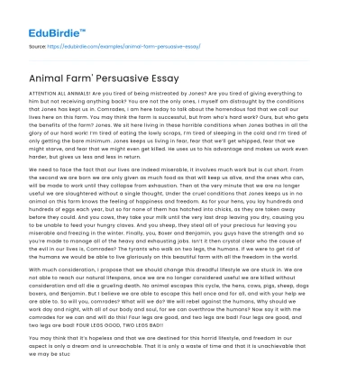 Animal Farm’ Persuasive Essay