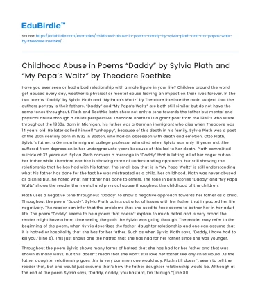 Childhood Abuse in “Daddy” and “My Papa’s Waltz”