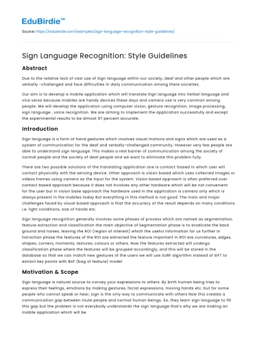 Sign Language Recognition: Style Guidelines
