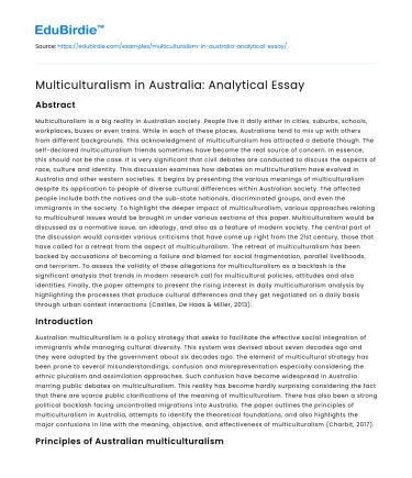 Multiculturalism in Australia: Analytical Essay