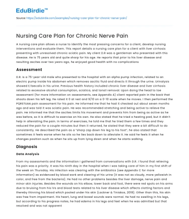 Nursing Care Plan for Chronic Nerve Pain
