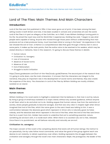 Lord of The Flies: Main Themes And Main Characters
