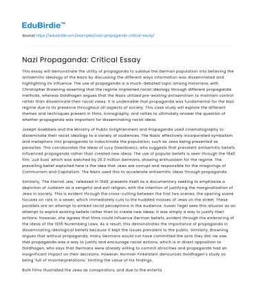 Nazi Propaganda: Critical Essay