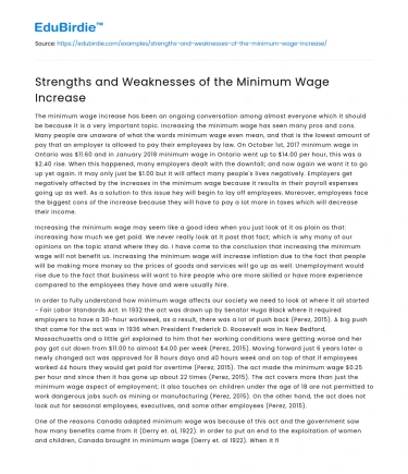 Strengths and Weaknesses of the Minimum Wage Increase