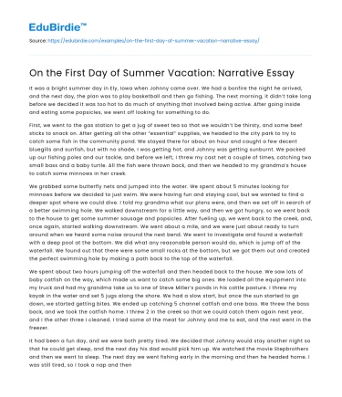 On the First Day of Summer Vacation: Narrative Essay