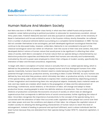 Human Nature And Modern Society