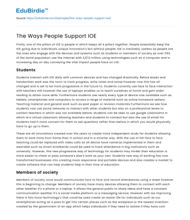 Support Mechanisms for International Organizations of Education