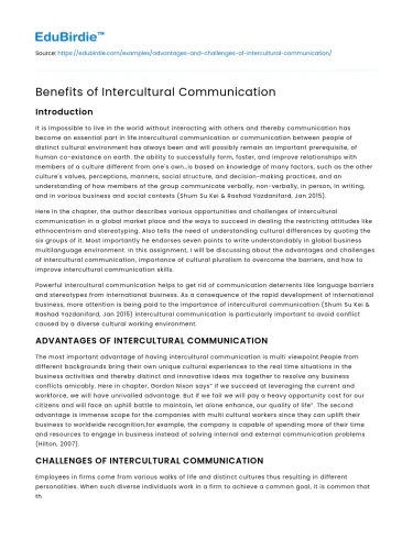 Benefits of Intercultural Communication